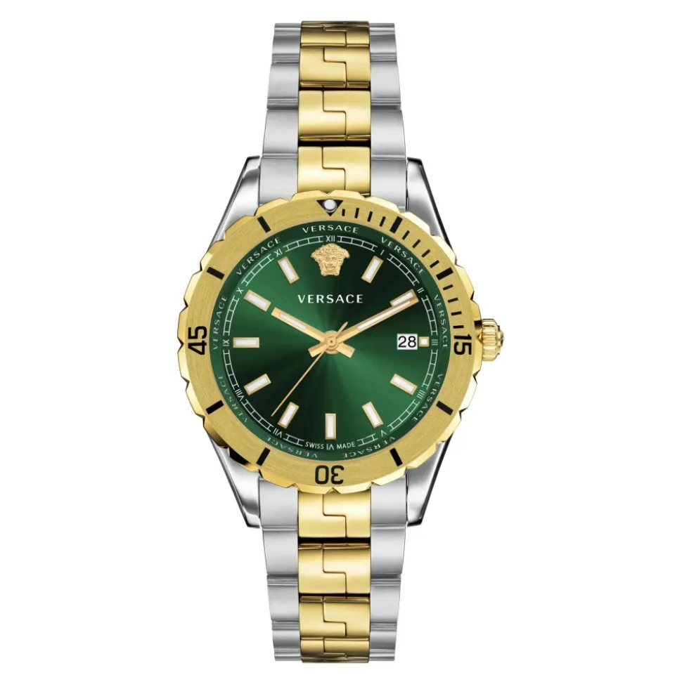 Analogico Data Orologio Quarzo Verde Acciaio Inossidabile