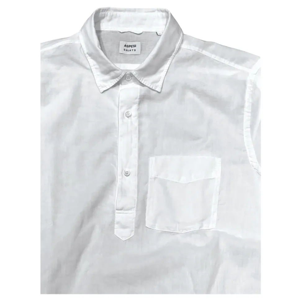 Aspesi, Double Shirt Mousseline, Langarm, weiß