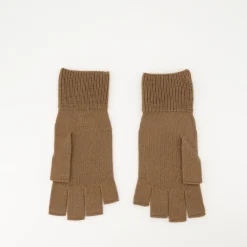 Beige Lana Unisex Guanti con Logo