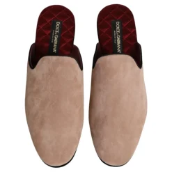 Beige Scivoli in Camoscio Scarpe Piatte