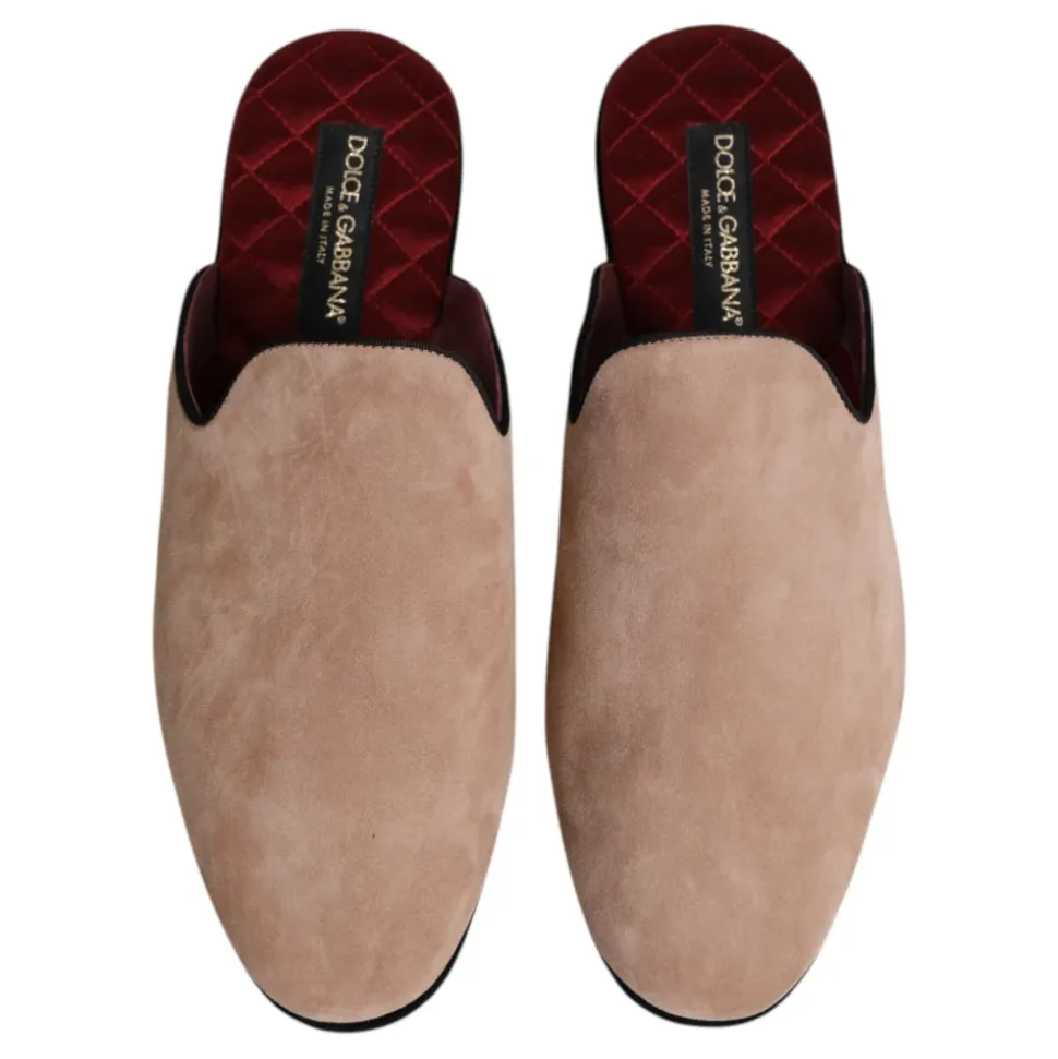 Beige Scivoli in Camoscio Scarpe Piatte
