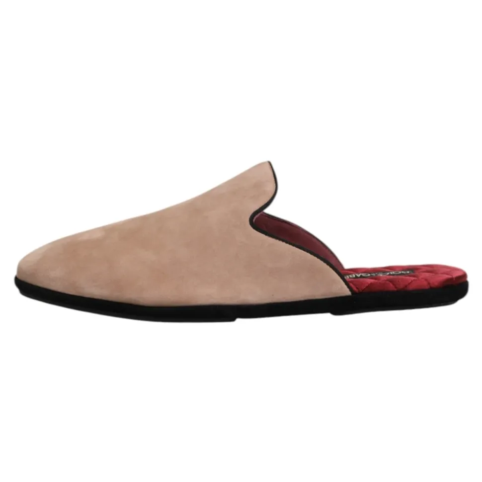 Beige Scivoli in Camoscio Scarpe Piatte