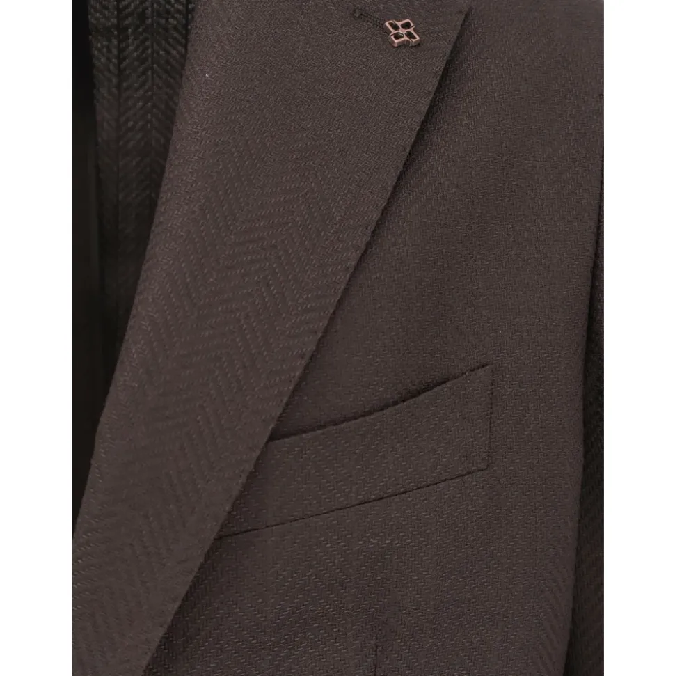 Blazer monopetto a spina di pesce