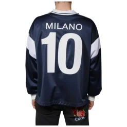 Blu Bianco Milano Maglia a Maniche Lunghe in Jersey