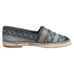 Blu Grigio Intrecciato Pelle Espadrillas Scarpe