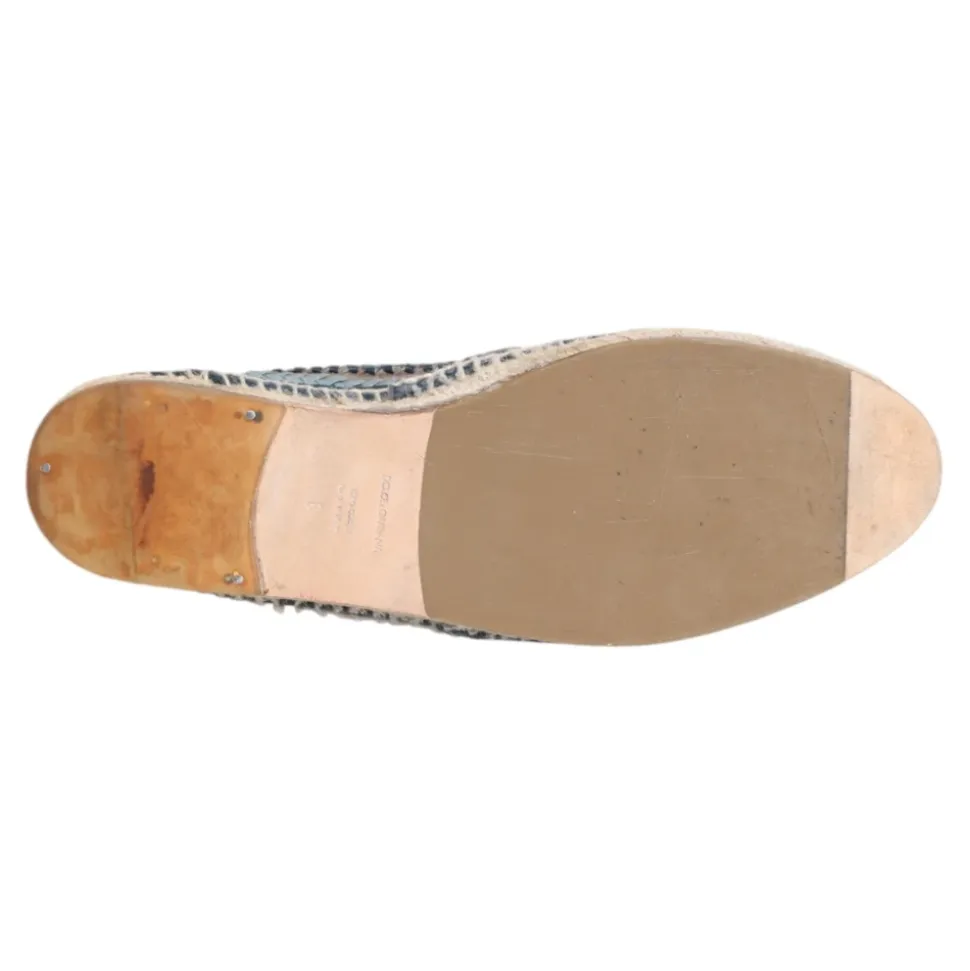 Blu Grigio Intrecciato Pelle Espadrillas Scarpe