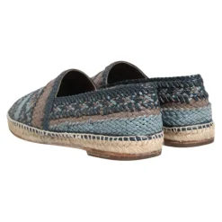 Blu Grigio Intrecciato Pelle Espadrillas Scarpe