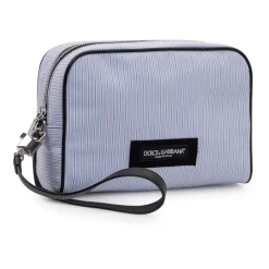 Borsa a mano in vitello e popeline a righe