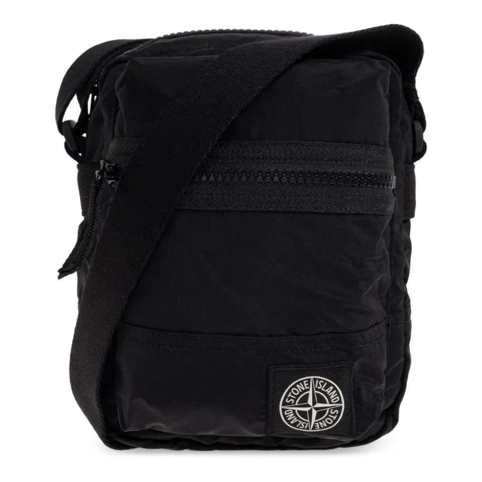 Borsa a spalla con patch logo