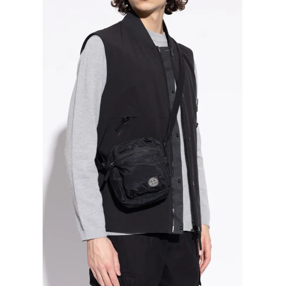 Borsa a spalla con patch logo
