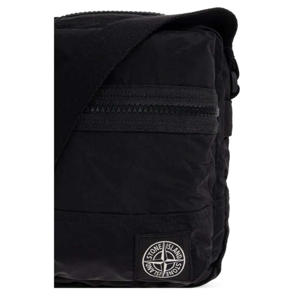 Borsa a spalla con patch logo