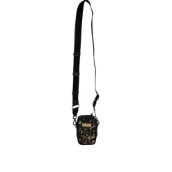 Borsa a spalla con placca logo jacquard leopardato