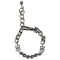 Bracciale con catena color argento e perle