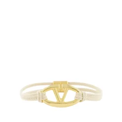 Bracciale Corda Beige con Accento Oro