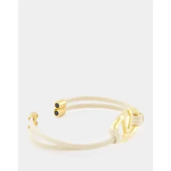 Bracciale Corda Beige con Accento Oro