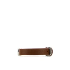 Bracciale in pelle con logo e fibbia argentata