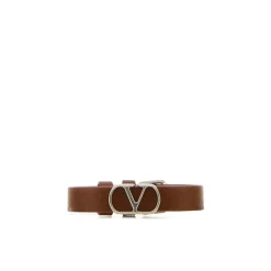 Bracciale in pelle con logo e fibbia argentata
