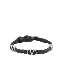 Bracciale in Pelle Intrecciata con Logo V