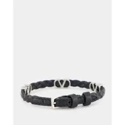 Bracciale in Pelle Intrecciata con Logo V