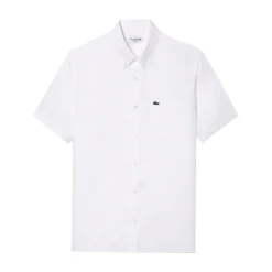 Camicia a Maniche Corte in Lino Bianco