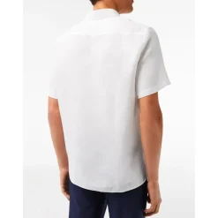 Camicia a Maniche Corte in Lino Bianco