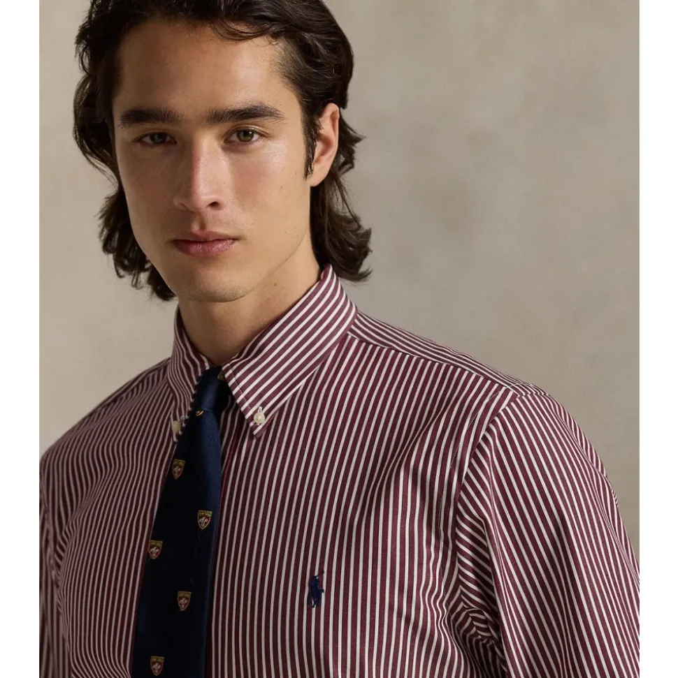 Camicia a Righe Elasticizzata in Popeline