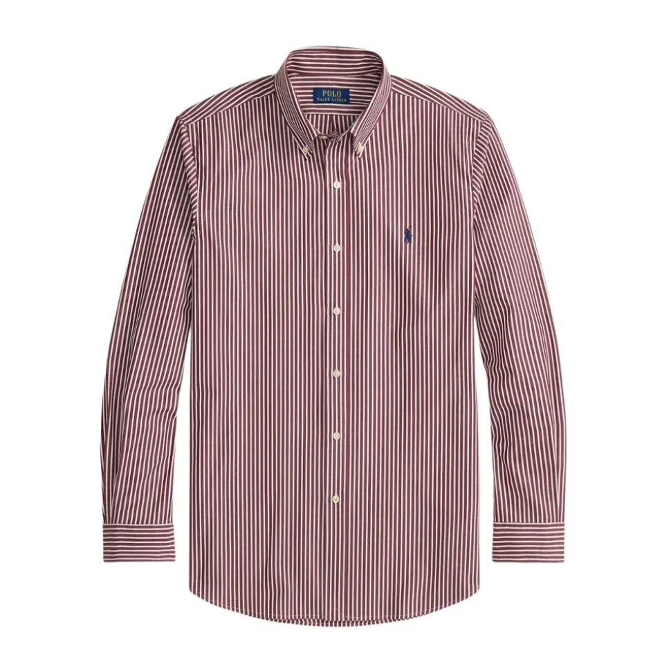 Camicia a Righe Elasticizzata in Popeline