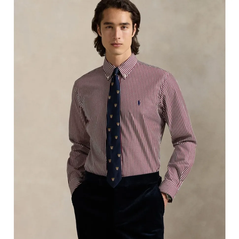 Camicia a Righe Elasticizzata in Popeline