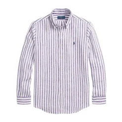 Camicia a righe in lino Custom Fit