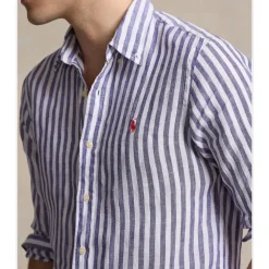 Camicia a righe in lino Custom Fit
