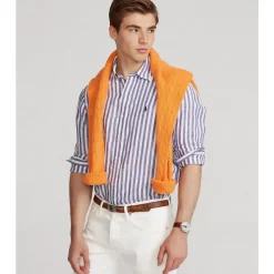 Camicia a righe in lino Custom Fit