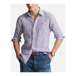 Camicia a righe in lino Custom Fit