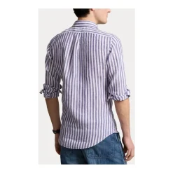 Camicia a righe in lino Custom Fit