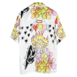 Camicia bianca a maniche corte con stampa grafica