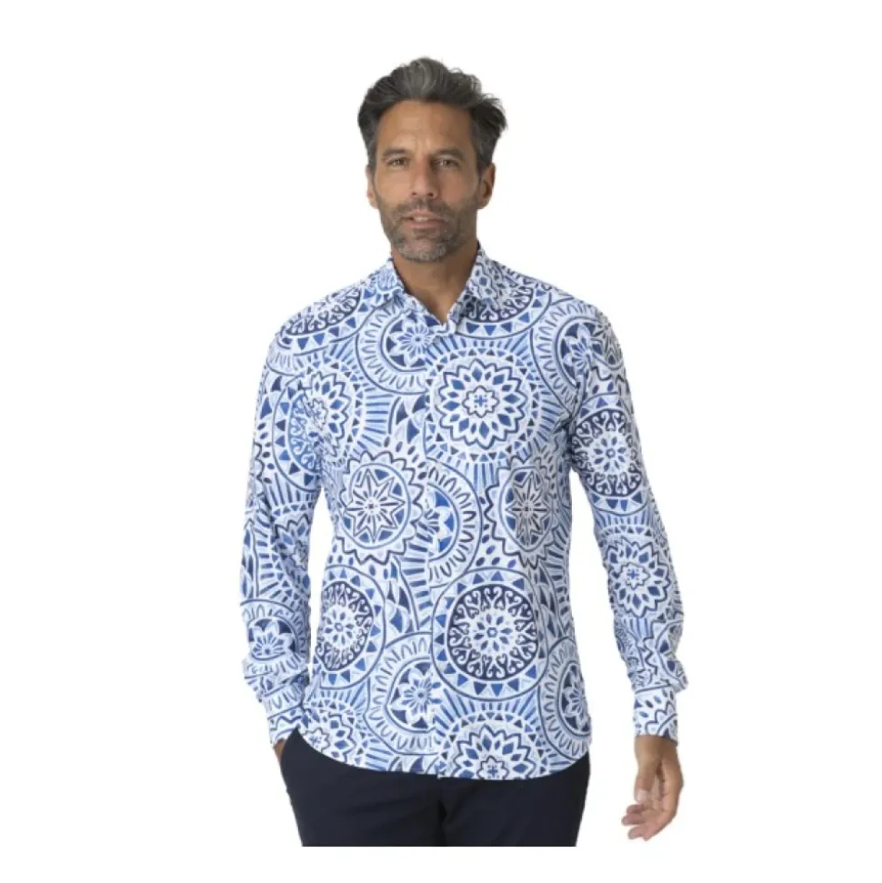 Camicia Bianca con Motivi Blu