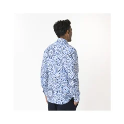 Camicia Bianca con Motivi Blu