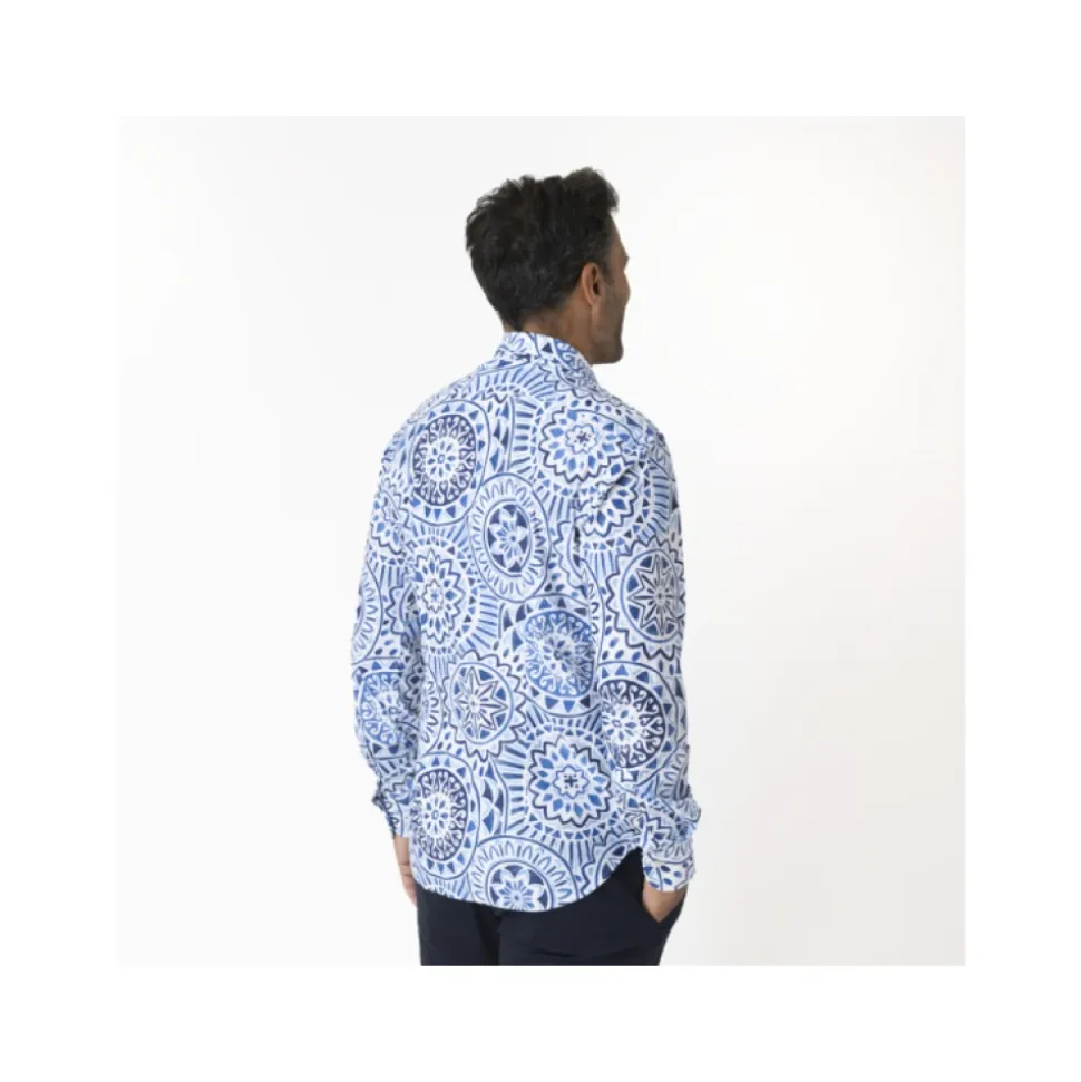 Camicia Bianca con Motivi Blu