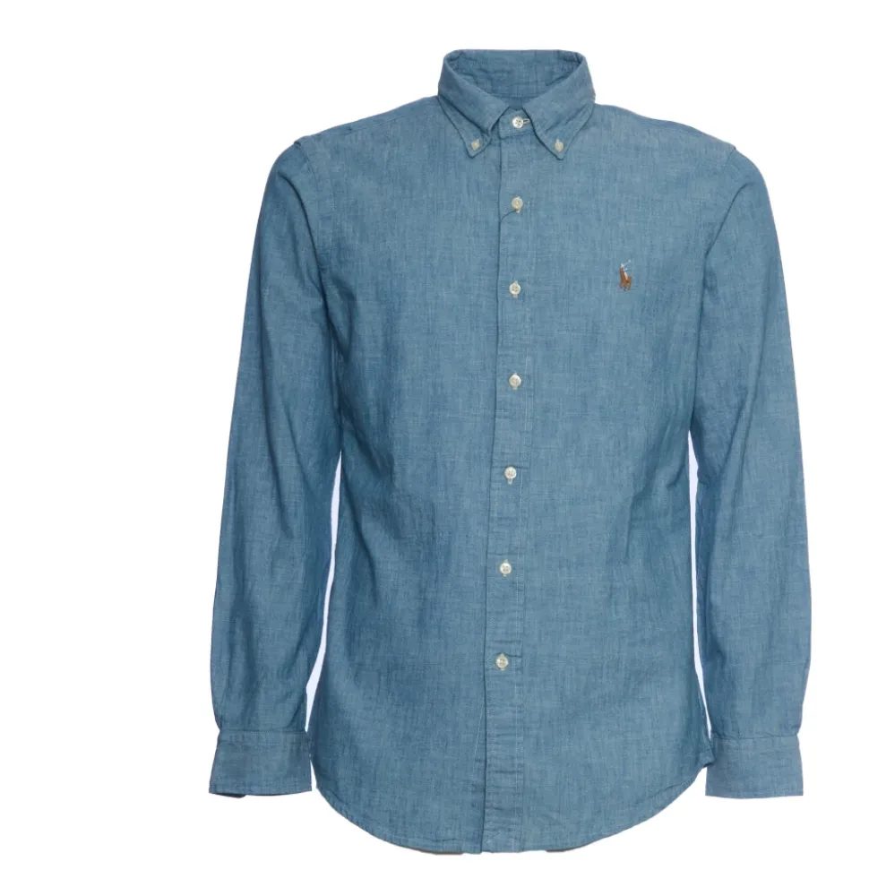 Camicia Chambray con Pony Ricamato