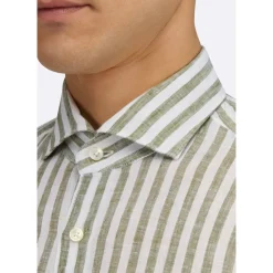 Camicia Collo Francese Righe Lino