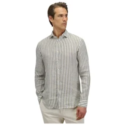 Camicia Collo Francese Righe Lino