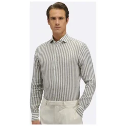 Camicia Collo Francese Righe Lino