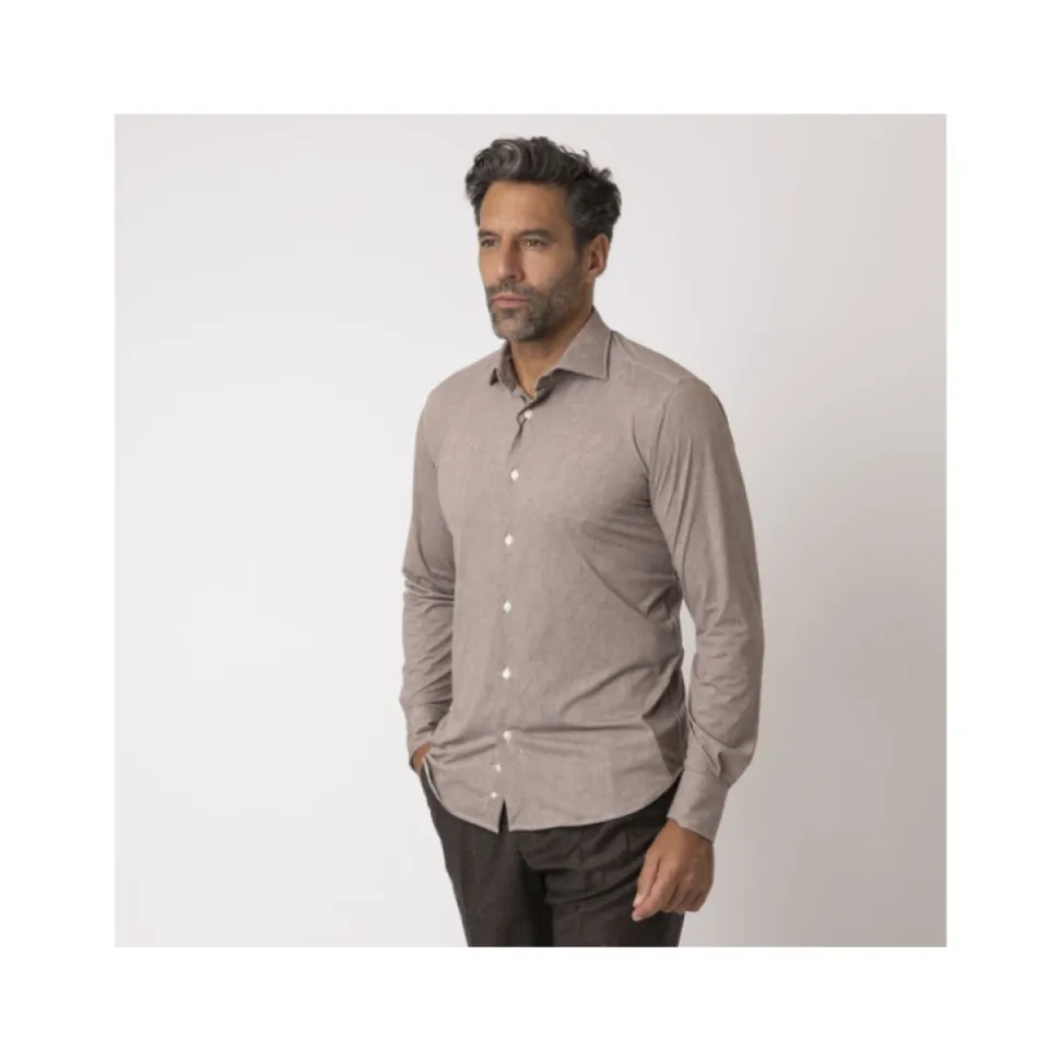 Camicia elasticizzata effetto mélange