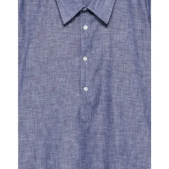 Camicia Mezza Abbottonatura in Cotone e Lino