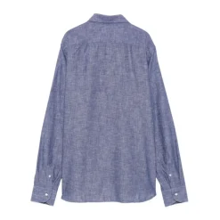 Camicia Mezza Abbottonatura in Cotone e Lino
