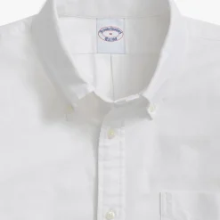 Camicia sportiva Oxford bianca, vestibilità regolare, collo polo