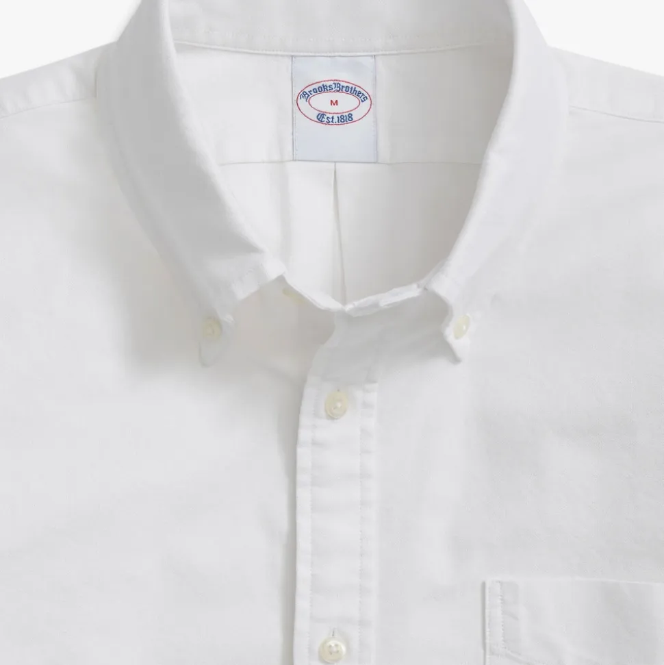Camicia sportiva Oxford bianca, vestibilità regolare, collo polo