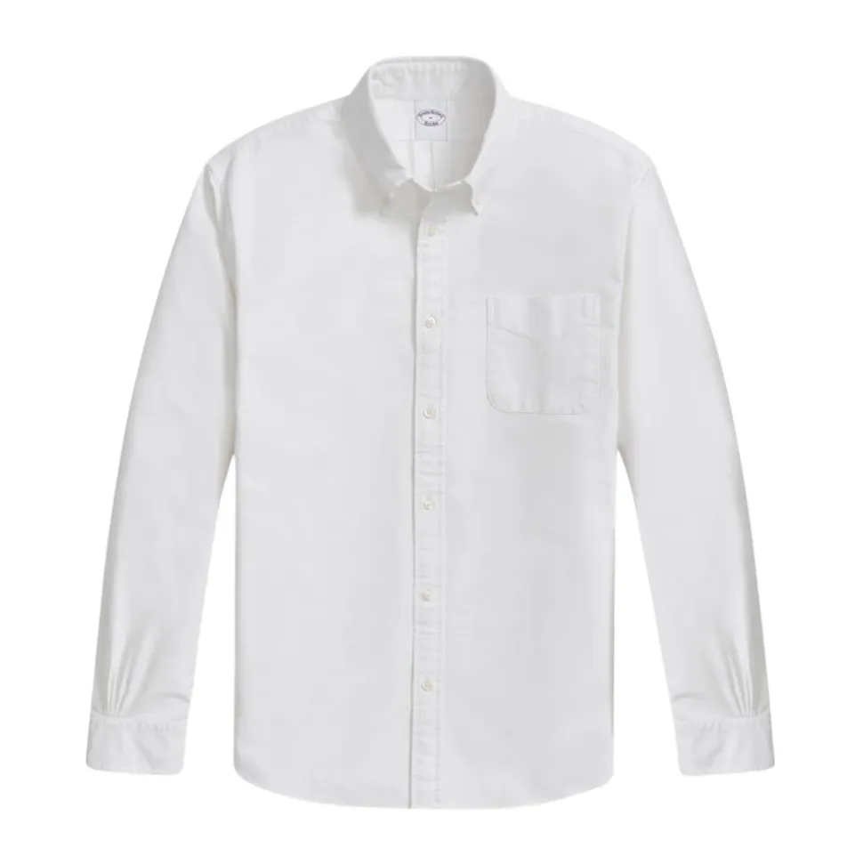 Camicia sportiva Oxford bianca, vestibilità regolare, collo polo