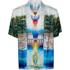 Camicia Sporty Floral Stripe Cuban Collar