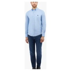 Camicia Uomo in Cotone Stretch, Vestibilità Regular, Non Stira, con Collo Button-Down