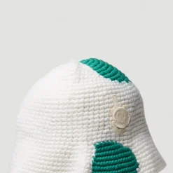 Cappello a Secchiello a Maglia con Motivo a Pois